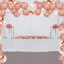 Garland balloons pink-copper-white + gold confetti 100 pcs