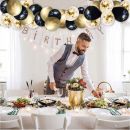 Girlandenballons Schwarz und Gold + Konfetti 120 Stk