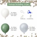 Girlanda balóny zeleno-bielo-strieborné 143 ks