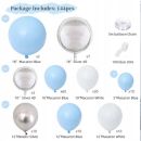 Girlandenballons Weiß-Blau-Silber 142 Stk