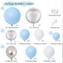 Garland balloons white-blue-silver 142 pcs