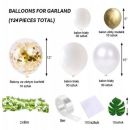 Garland balloons white-gold + leaves 122 pcs