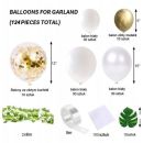 Girlanda balóny bílo-zlaté + listy 122 ks