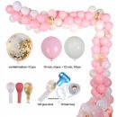 Girlanda balóny pastelovo ružovo-biele + zlaté konfety 110 ks