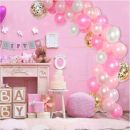 Girlanda balóny ružovo-biele + zlaté konfety 110 ks