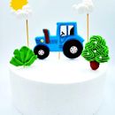 Engraving - tractor, tree, clouds