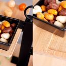 Stojan 3-poschodový, bambus/kov/keramika