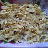 Gluten-free wide noodles for dessert or for bean soup