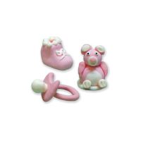 Pacifier, shoe, figure pink - set