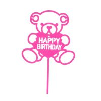Zápich - Macko Happy Birthday ružový