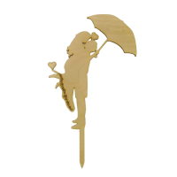 Engraving - newlyweds with an umbrella, wood