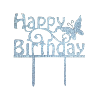 Stamp - Happy Birthday silver with a butterfly