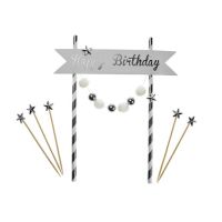 Embossment - gray Happy Birthday garland