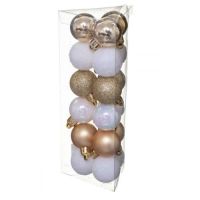 White-gold Christmas balls dia. 3 cm, 18 pcs