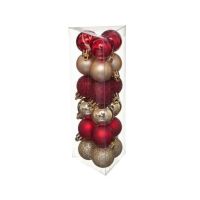 Red-gold Christmas balls dia. 3 cm, 18 pcs