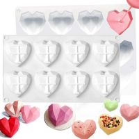 Mold silicone heart diamond 8 pcs