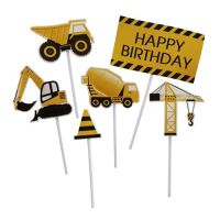 Zápich stavbař Happy Birthday 6 ks