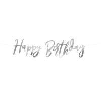 Girlanda nápis Happy Birthday strieborný