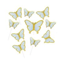 Engraving - butterflies blue - gold 10 pcs