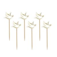 Engraving - dove set white-gold 4 cm 6 pcs