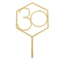 Stamping - number 30 square gold acrylic