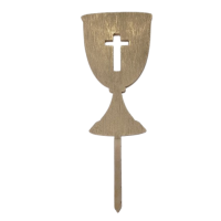 Inlay chalice with cross, wood, gold color