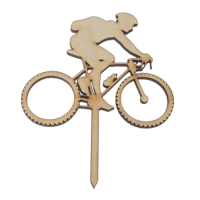 Cyclist wood carving