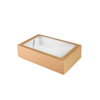 Krabička na zákusky s okienkom M hnedá 19x13x5 cm