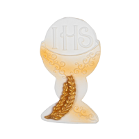 White chalice with host and ear of corn