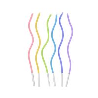 Wavy candle, pastel color, 6 pcs