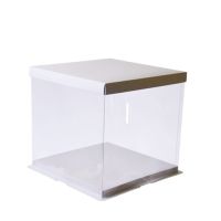 Cake box, translucent white, 26 x 26 x 18 cm
