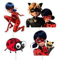 Ladybug and Cat Noir paper cutout set of 4 pieces