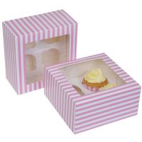 Krabička na 4 muffiny bílo - růžová 2ks