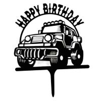 Zápich - Happy Birthday Jeep černý akryl