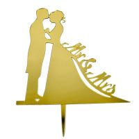 Zápich -  mladomanželia v objatí Mr a Mrs zlatý akryl