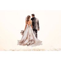 Zápich - bride with groom from behind wood
