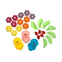 Colorful sugar flowers and birds 27 pcs