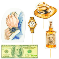 Indentation - dollar, hand, watch, hat