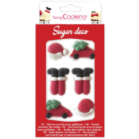 Set of Christmas sugar decorations Hat, car, boots 6 pcs
