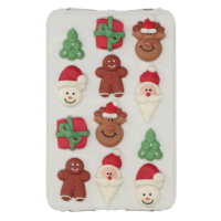 Set of Christmas sugar decorations Santa, gift, reindeer, tree 12 pcs