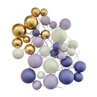 Purple-white-golden beads 32 pcs