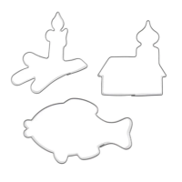 Weihnachtsplätzchen-Ausstechformen-Set, 3-teilig – Fisch, Kirche, Kerze