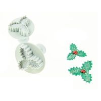 Holly cookie cutter with plunger 2 pcs