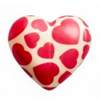 Weiße Schokoladenherzen mit Herzmotiven, 14 Stück