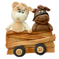 Zvířátka ve voze cukrová dekorace