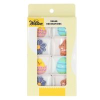 Set of Easter sugar decorations eggs and flowers 8 pcs