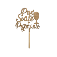 Zápich Prvé sväté prijímanie s kalichom IHS drevo zlatá farba