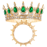Korunka zlatá so zelenými a striebornými kamienkami 12,5 cm