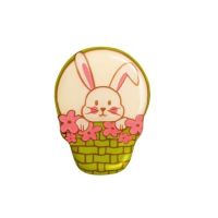 Čokoládová dekorácia zajac v košíku zelený 10 ks