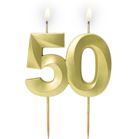 Sviečka na tortu č. 50 saténovo-zlatá